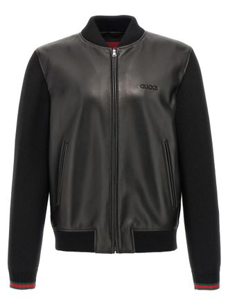 Gucci Black Bimaterial bomber jacket