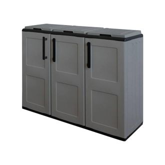 Dmora Armario Para Exterior O Interior, Soporte De Bolsas De 3 Puertas, 100% Made In Italy, 102x37h90 Cm, Color Gris, Con Embalaje Reforzado - Dmora