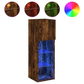 Berkfield Home TV Cabinet with LED Lights Smoked Oak 30.5x30x90 cm in Brown
