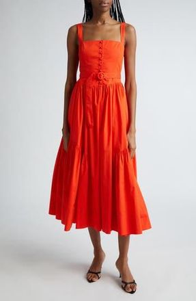 Cinq &agrave; Sept Amber Tiered Midi Dress in Deep Tangelo at Nordstrom Rack, Size 16