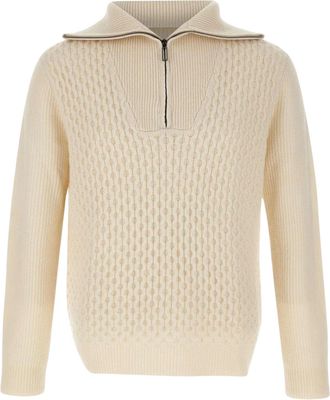Paolo Pecora Mock-Neck Full-Zip Sweater With Ribbed Details