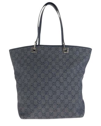 Gucci Black Gg Canvas Leather Tote Bag (Authentic Pre-Loved)