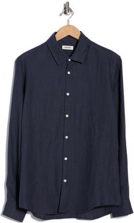 Sandro Hemp Button-Up Shirt in Navy Blue at Nordstrom Rack, Size Xx-Large
