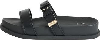 A|X Armani Exchange Slippers met dubbele band en gesp - Dames - Sandalen - Zwart - 39 EU - Polyester - Schoenen