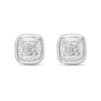 Diana M. Jewels 14KT WHITE GOLD LAB GROWN CUSHION CUT STUDS IN A BEZEL SETTING WEIGHING 5.00 CTS TW