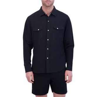 Bloomingdale's Snap Front Shirt in Black at Nordstrom Rack, Size Medium