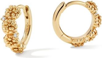 Made by Mary Cubic Zirconia Birthstone Flower Huggie Hoop Earrings in Gold October at Nordstrom