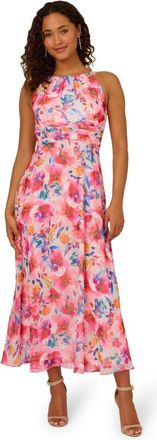 Adrianna Papell Floral Chiffon Halter Dress
