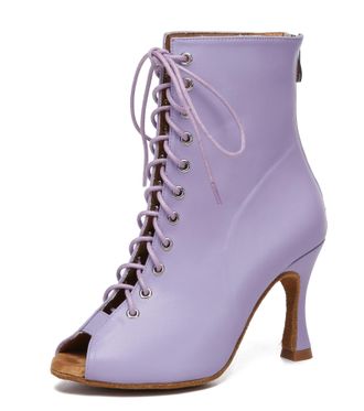 Minitoo Dance Heels for Women Sexy Boots Lace up Latin Ballroom Evening Sandal Booties L594 Purple 9cm Heel UK 6