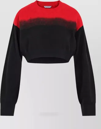 Balenciaga wool cropped gradient ribbed crewneck sweater
