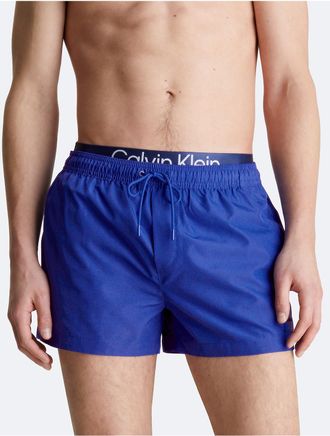 Calvin Klein Mens Double Waistband Swim Shorts - Blue - XXL