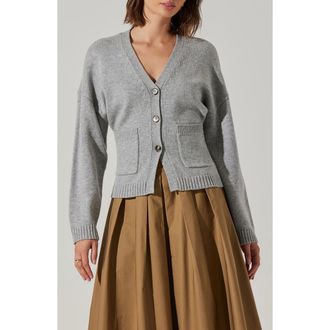 ASTR the Label Saffi V-Neck Cardigan in Heather Grey at Nordstrom Rack, Size Medium