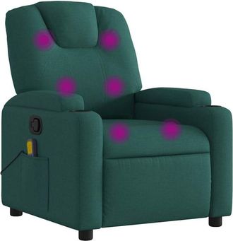 vidaXL Sill&oacute;n De Masaje Reclinable De Tela Verde Oscuro Vidaxl