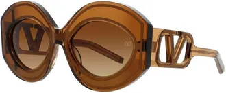 Valentino Ladies Brown Rectangular Sunglasses VSOULIIVLS128B