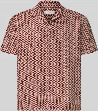 Jack & Jones Jack & Jones Regular Fit Freizeithemd im Allover-Look Modell MONTAUK in Dunkelrot, Gr&ouml;&szlig;e XXL