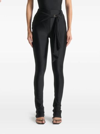 Mani&egrave;re De Voir gathered hardware-detail leggings - women - Nylon/Spandex/Elastane - 12 - Black