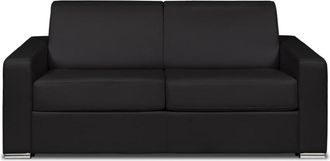 VENTE-UNIQUE.COM Sofá cama 100% piel 3 plazas negro 194x223cm