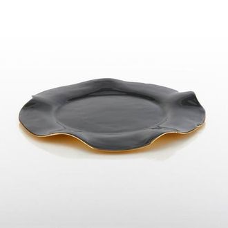 Lunares Ruffled Graphite Plate in Gold at Nordstrom, Size Medium