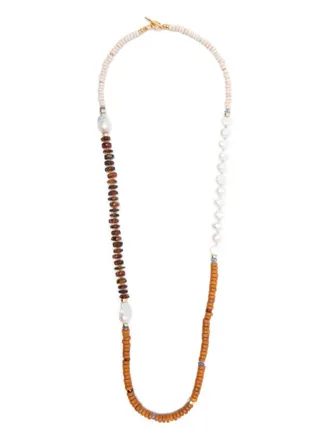 Lizzie Fortunato Cabana necklace - women - Freshwater Pearl/Gold Plated Brass/Garnet/Blue Moon Quartz/Tourmaline/Labradorite - One Size - Neutrals