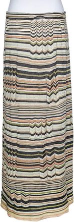 M Missoni Multicolored Stripe Perforated Knit Skirt