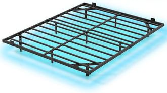 Costway King Size Floating Bed Frame 150x200cm with LED Lights Modern Metal Black