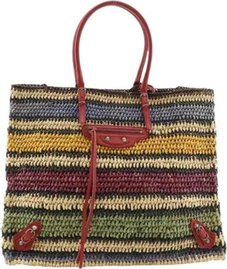 Balenciaga Pre-owned Tote Bags, female, Multicolor, Size: ONE SIZE Pre-owned Raffia Tote Bag