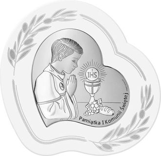 OEM Cuadro Plateado Recuerdo De Primera Comuni&oacute;n Para Ni&ntilde;o Regalo 6747op 15,5 X 15 Cm