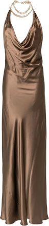 Michelle Mason Gedrapeerde halterjurk - Bruin