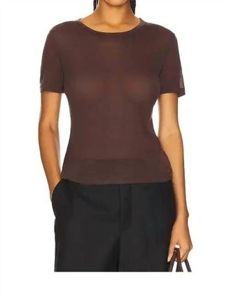 Anine Bing Sylvie Short Sleeve Tee In Brown