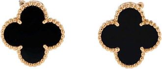 Van Cleef & Arpels 18K Gold Vintage Alhambra Earrings 18K Yellow Gold And Onyx (Authentic Pre-Loved)