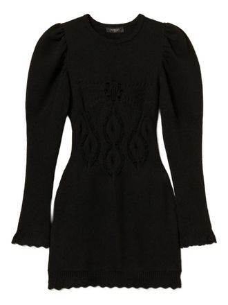 Twin-Set crochet-knit mini dress - women - Polyamide/Viscose/Wool/Cashmere - L - Black