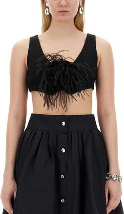 Moschino Black Embellished V Neck Top