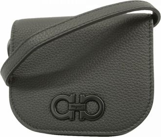 Ferragamo Black Leather Chain/Shoulder Wallet (Pre-Owned)