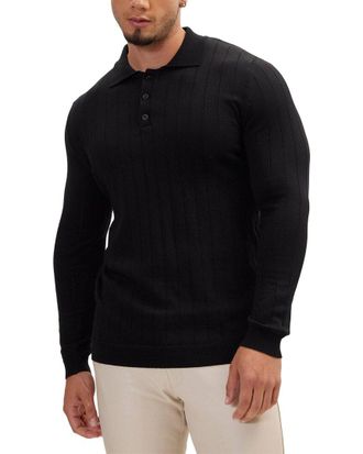 Ron Tomson Slip-Stitch Polo Neck Long Sleeve Sweater