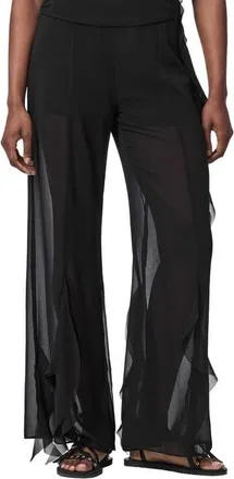 AllSaints Minna Ruffled Wide Leg Trousers in Black at Nordstrom, Size 10