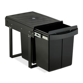 Relaxdays Relaxdays Cubo De Basura Cocina, 2 Espacios, 2x 20 L, 41,3x34x51,8 Cm, Extra&iacute;ble, Papelera Reciclaje Fregadero, Negro