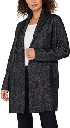 Liverpool L.A. Coatigan Open Front Cardigan Sweater in Charcoal Chevron at Nordstrom Rack, Size X-Large