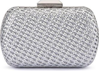 Olga Berg Mali Textured Frame Clutch in Silver at Nordstrom