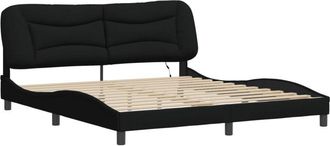 vidaXL Estructura De Cama Con Led Sin Colch&oacute;n Tela Negro 180x200 Cm Vidaxl