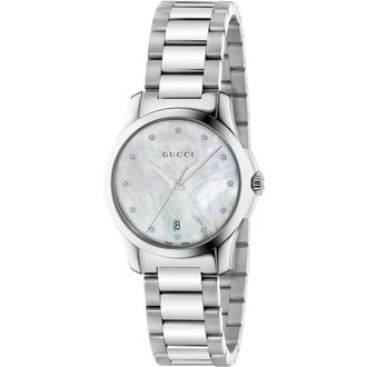 Gucci Womens G-Timeless Ladies Watch with Mother of Pearl Dial - Silver Stainless Steel - One Size