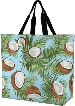 Generic Palms And Coconut Tote Bag Reusable Grocery Shopping Bags Large Travel One Shoulder Handbag for Picnic Work