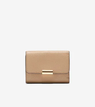 Cole Haan Womens Rachel Compact Wallet with Removable Card Case - Beige
