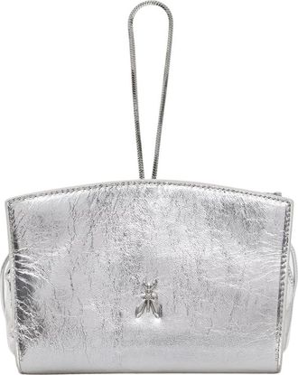 Patrizia Pepe Mini Laminated Leather Clutch - Dames - Clutches - Grijs - ONE Size - Leer - Tassen