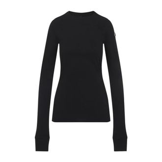 Moncler Long Sleeve Tops, female, Black, Size: XS Girder LS T-Shirt