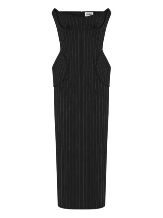 Jean Paul Gaultier pinstripe midi dress - Black