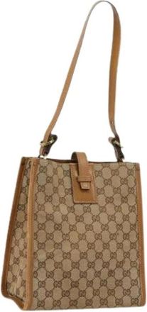 Gucci Pre-owned Shoulder Bags, female, Beige, Size: ONE SIZE Pre-owned Vintage Canvas Shoulder Bag