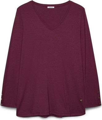 Fiorella Rubino T-shirt in jersey con bottoni sui polsini - - Tops - Donna - Rosso - 2XL