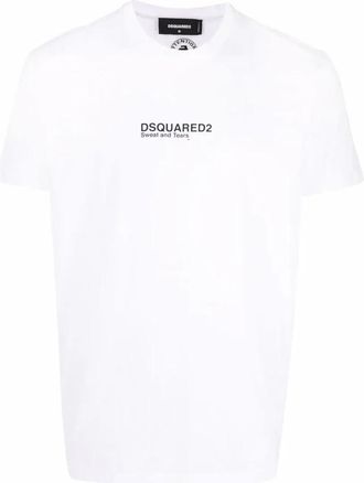 Dsquared2 T-shirt met korte mouwen en logoprint - Heren - T-shirts - Wit - XL - Katoen - Tops