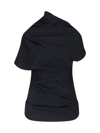 Entire studios Black Asymmetrical Draped Draped Top