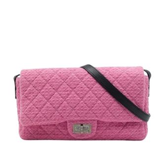 Chanel Pre-owned Quilted Tweed Crossbody Bag - Dames - Pre-owned - Roze - Maat: ONE Size Tweed
